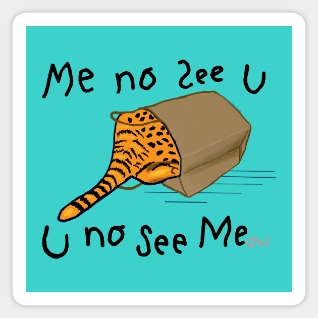 Cat U No See Me...ow Sticker by Sam R. England